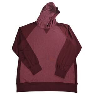 Seventh Avenue Mens Hoodie 2XL Burgundy Maroon Two Tone Pullover Poly Fleece